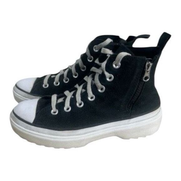 Converse Lugged Lift Kids High Top Shoes Size 5 Platform Zipper Lace Up Sneakers - Picture 2 of 11